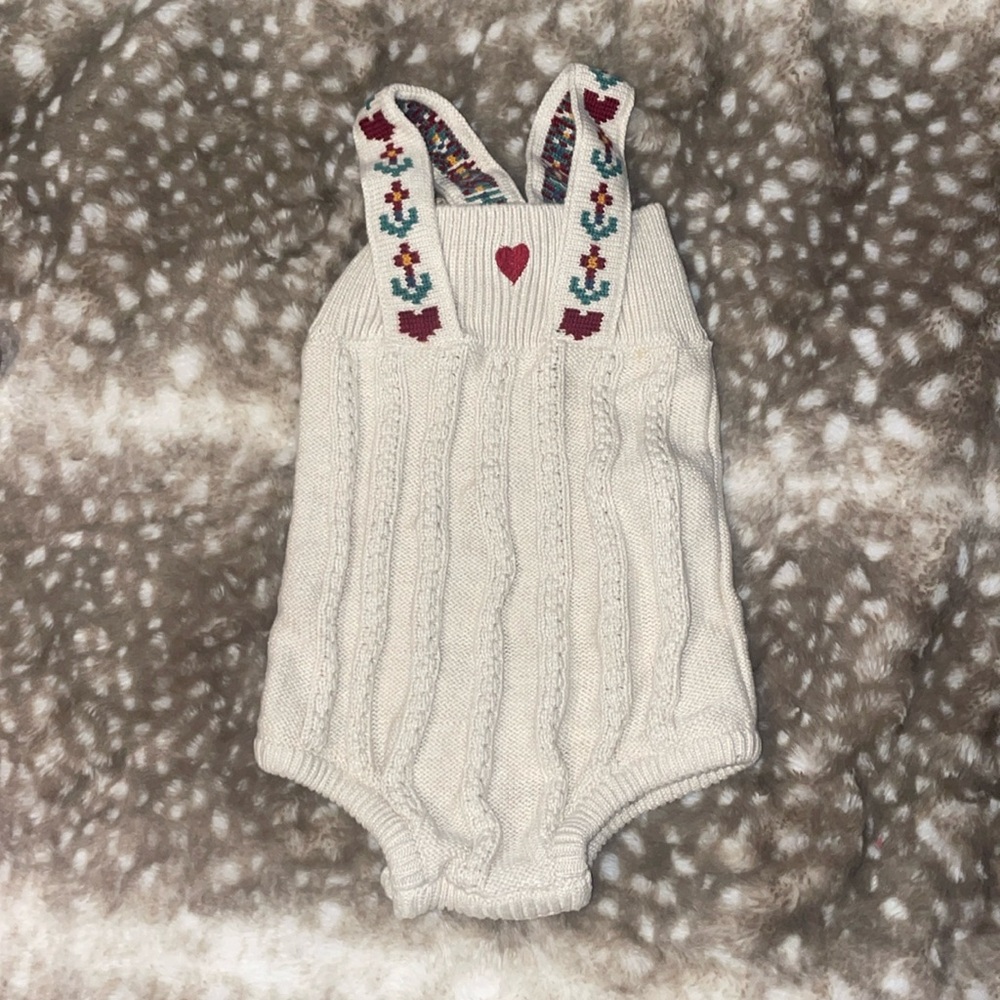 Hanna Anderson tan knit onesie for baby girls- never worn NWOT
